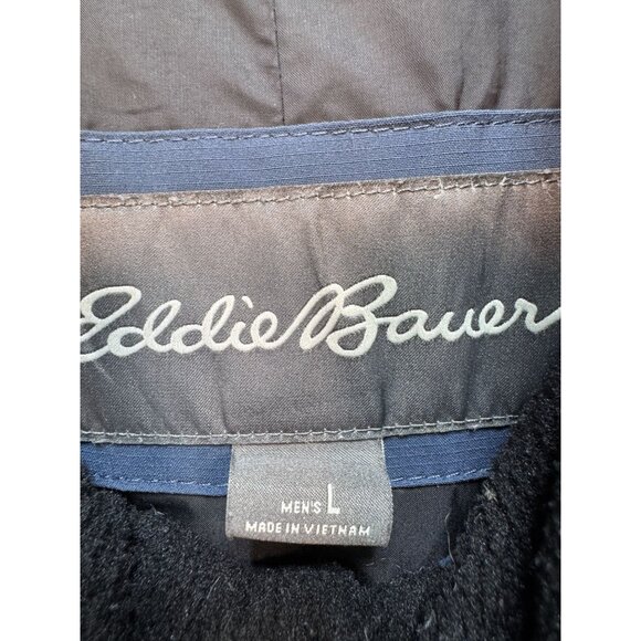 Eddie Bauer Mens Puffer Vest Size L Navy Blue Insulated Full Zip Pockets Quilted - Picture 2 of 10